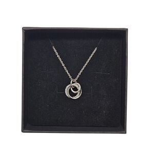 Pandora Sterling Silver Interlocking Circles CZ Pendant Necklace